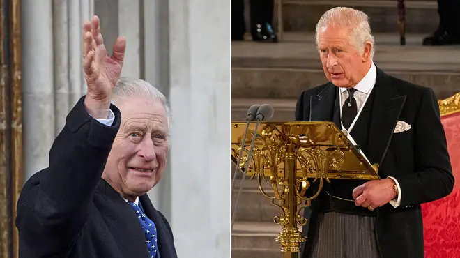 King Charles III attending official royal duties in parliament