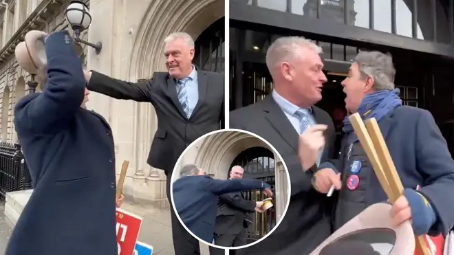 Tory MP '30p Lee' Anderson swipes hat off Stop Brexit Man Steve Bray