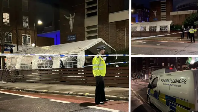 A girl, 7, and three women have been taken to hospital after a shooting close to a church in central London.