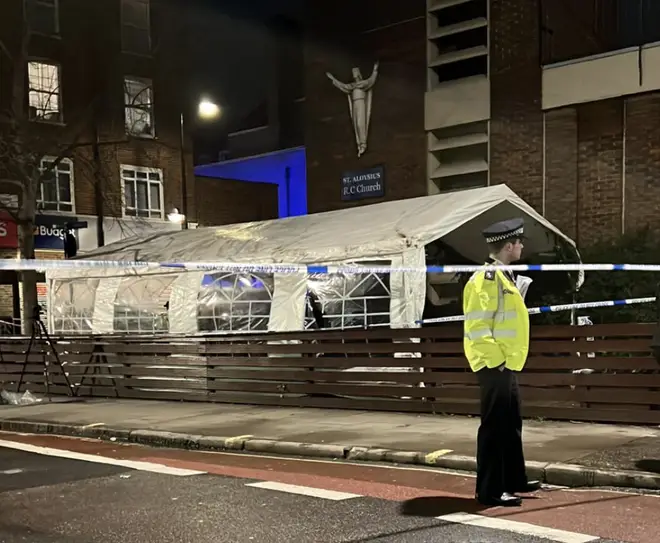 Police at the scene in central London.