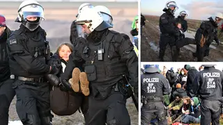 Greta Thunberg was hauled off by officers