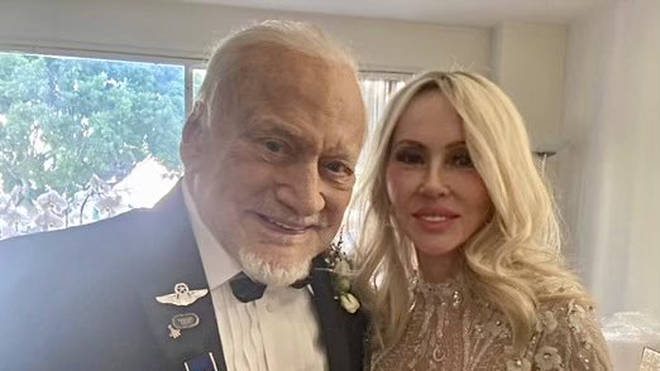 Buzz Aldrin poses with wife Dr Anca Faur, 63