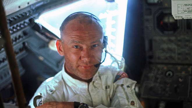 Aldrin is pictured onboard the Apollo 11 moon mission in 1969