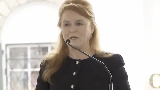 Sarah Ferguson speaks at the funeral