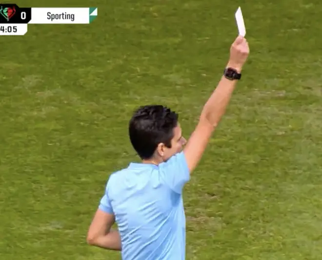 The referee showed a white card at the match in Portugal
