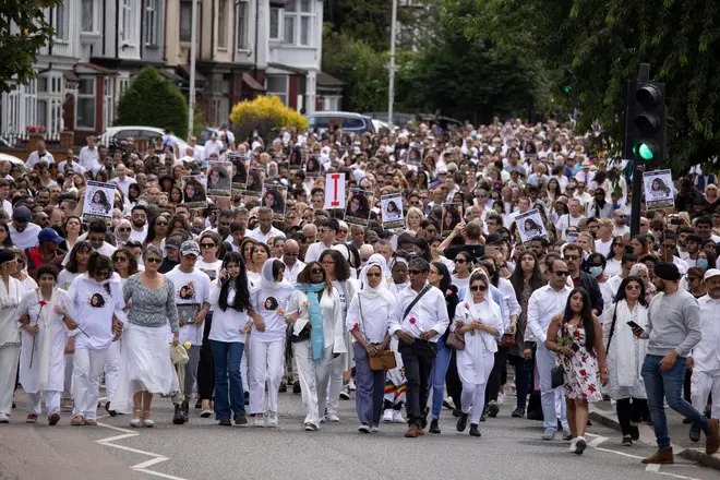 Close family members mourned during a Vigil for Zara Aleena murdered by Jordan McSweeney as she was walking home in Ilford, East London in 2022.