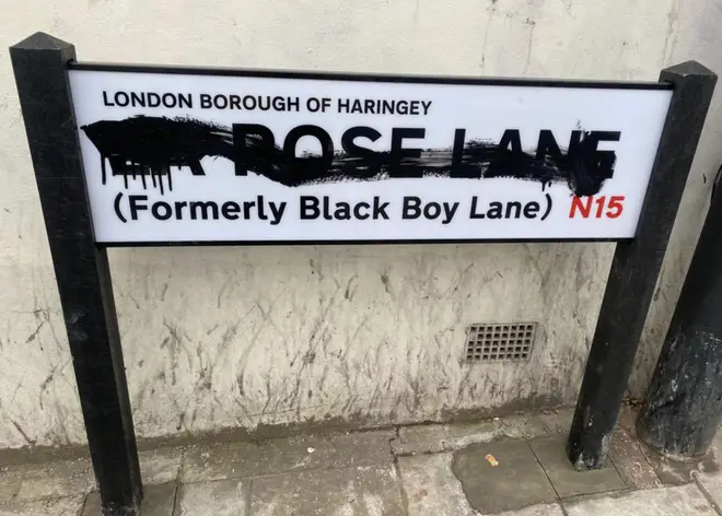 Black Boy Lane was renamed but the old 'offensive' name was kept on signage