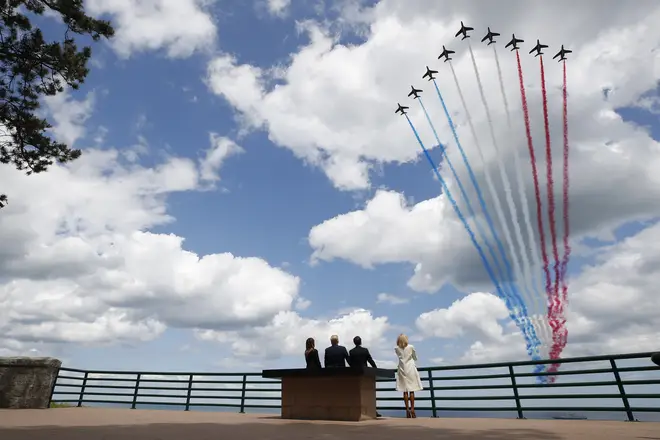 The Red Arrows flypast at the Memorial Service