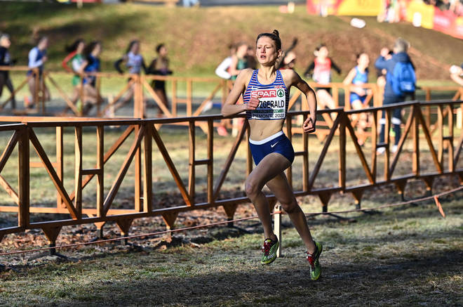 Fitzgerald of Great Britain, competing in the U20 women's 4000m during the SPAR European Cross Country Championships, 2022.