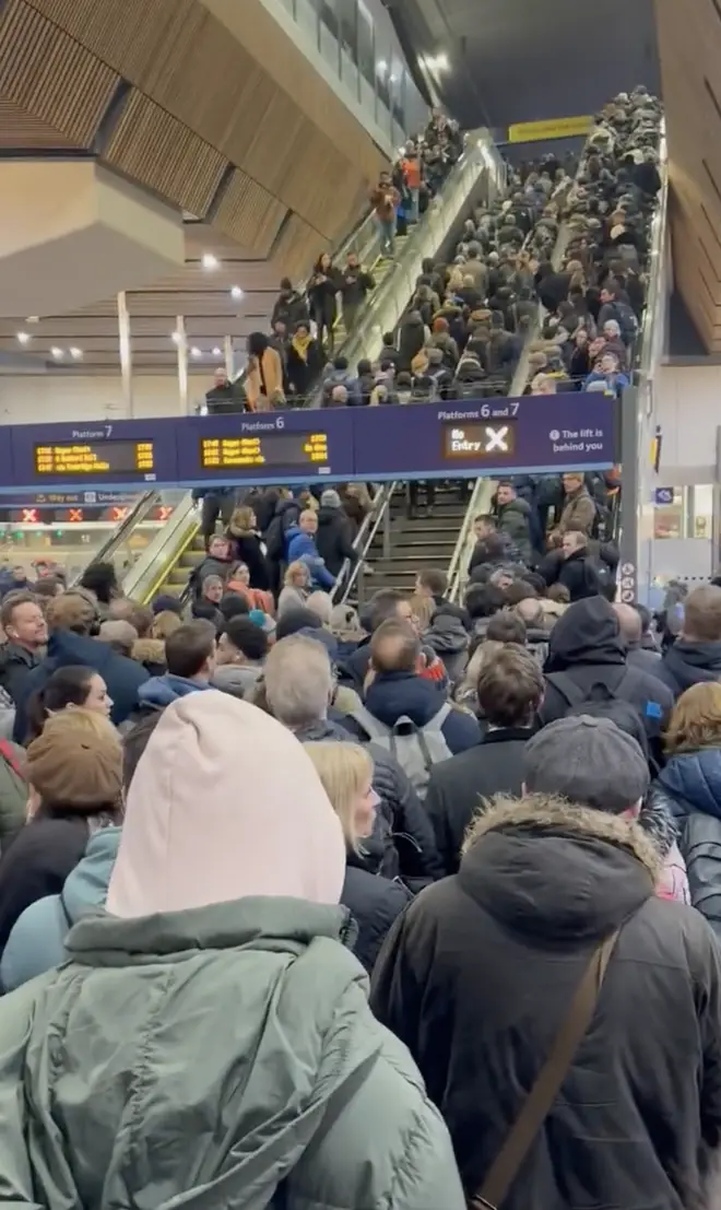 Network Rail blamed the situation on train delays and cancellations as a result of a trespasser on the tracks at Hither Green.