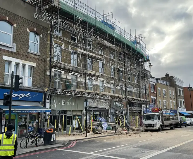 The rubble collapsed on to Stoke Newington High Street