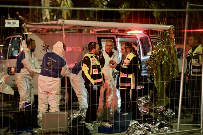 Israeli police investigate the crime scene