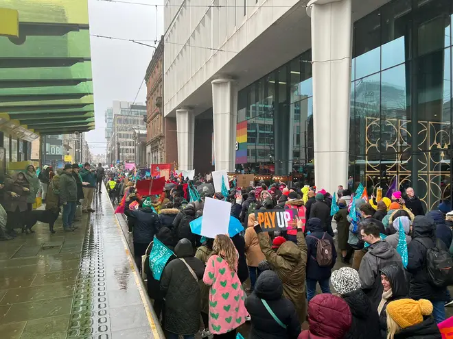 Teachers striking in central London