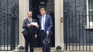 The Brexit Party leader outside No.10 Downing Street