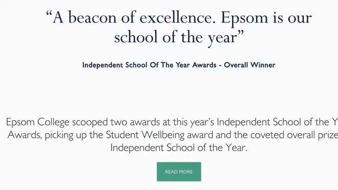 The school website states that it was named Independent School of the Year