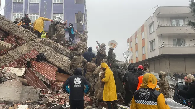 Rescuers are scrambling to save anyone trapped under rubble