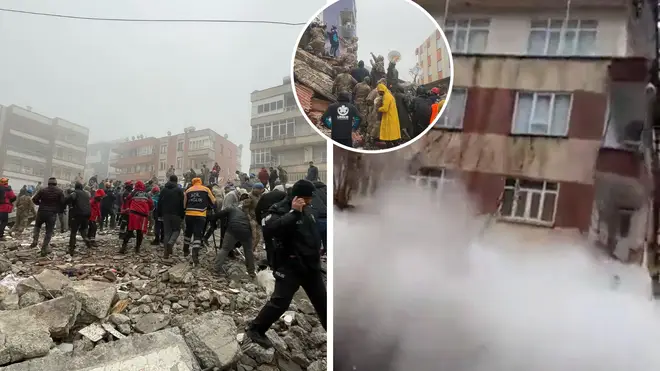 The massive earthquake has killed hundreds and levelled buildings