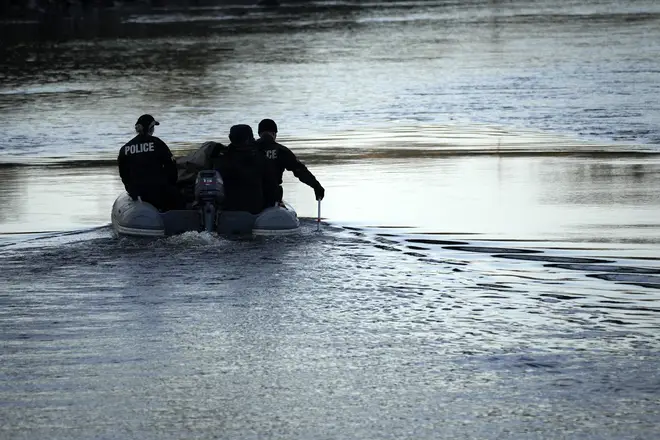 A police underwater search team search the River Wyre for missing mum Nicola Bulley on February 6.