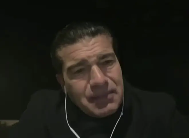 Tamer Hassan, 54, held back tears as he spoke about his family who are still missing in Turkey following the earthquake