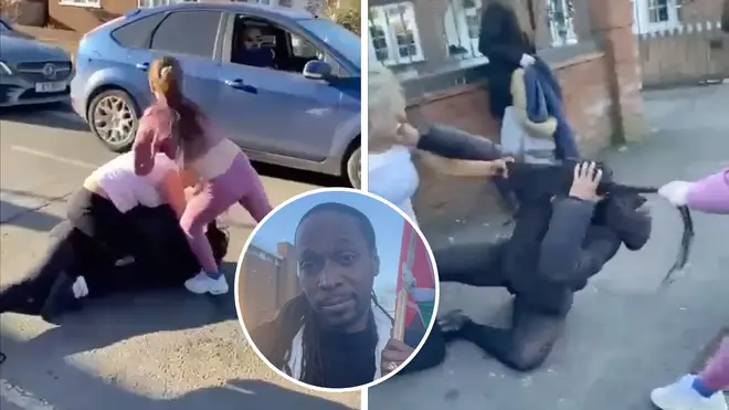 Two 11-year-old girls and woman 38, among five arrested over 'racially aggravated attack' - as sixth teen remains at large.