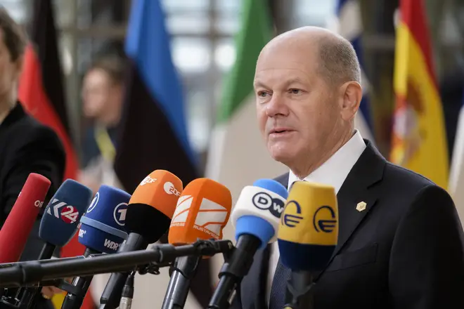Volodymyr Zelenskyy said he was "constantly having to convince" German counterpart Olaf Scholz (pictured) to help Ukraine for the sake of Europe.
