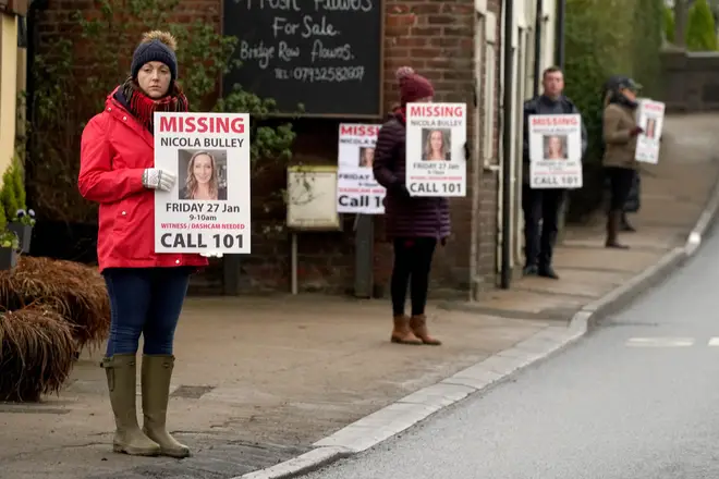 Residents lined the streets to appeal for information about Nicola