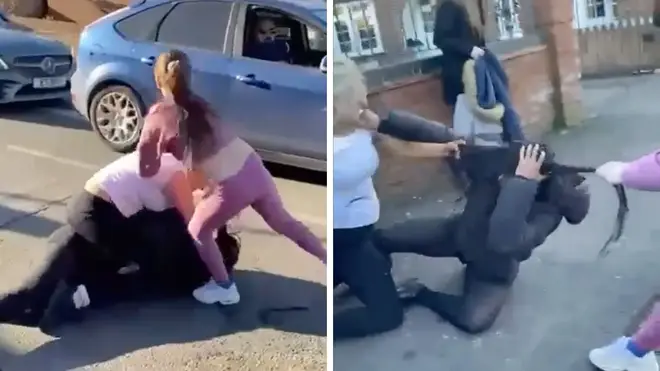 Two 11-year-old girls and woman 38, among five arrested over 'racially aggravated attack' - as sixth teen remains at large