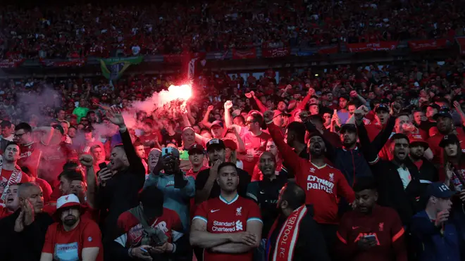 Liverpool fans before the UEFA Champions League Final between Liverpool and Real Madrid at Stade de France