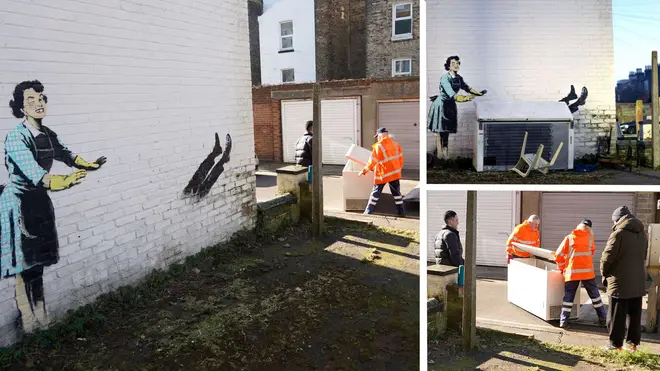 Thanet Council removed the fridge over 'health and safety' concerns hours after street artist Banksy created the artwork in Margate, Kent.