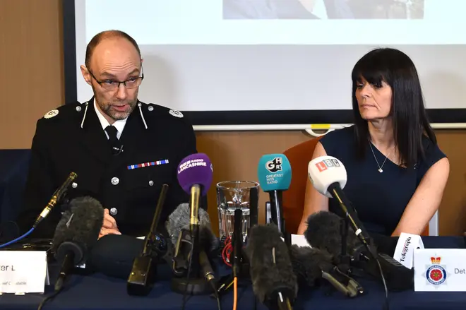 Assistant Chief Constable Peter Lawson (left) and Detective Superintendent Rebecca Smith of Lancashire Police update the media in St Michael's on Wyre, Lancashire, as police continue their search for Nicola Bulley, 45