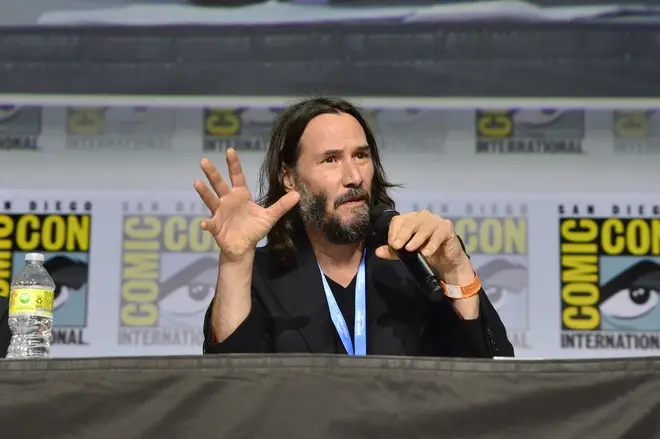 Keanu Reeves speaks onstage during "Collider": Directors on Directing Panel at Comic-Con at San Diego Convention Center on July 22, 2022 in San Diego, California.