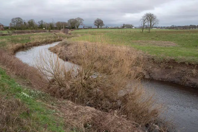 The location on the River Wyre near St Michael's on Wyre, Lancashire, where police recovered a body during the search for Nicola Bulley.