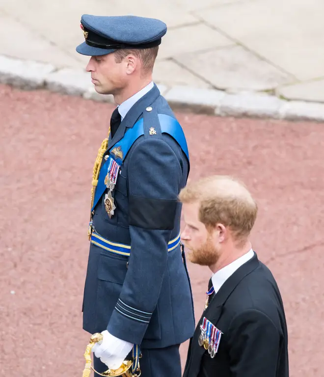 Prince Harry and Prince William at Queen Elizabeth's funeral