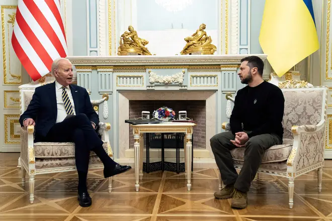 It's the first time Mr Biden has visited Ukraine since the war began