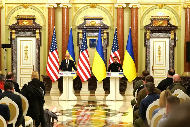 President Biden and President Zelesnkyy in joint televised speech to Ukraine