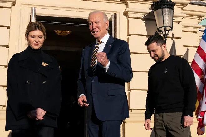 President Joe Biden with Ukrainian President Volodymyr Zelensky and his wife Olena Zelenska