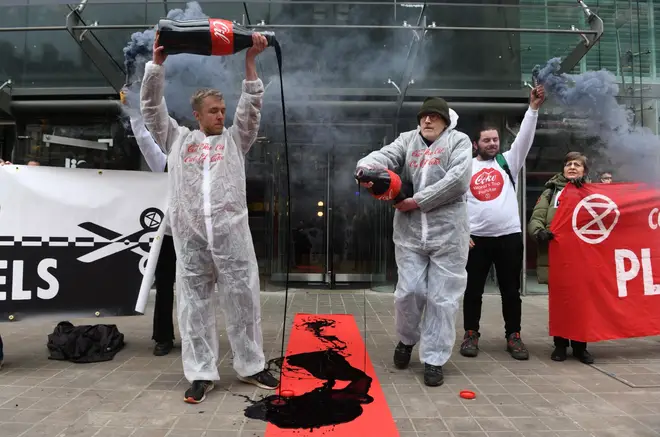 The stunt saw the group of eco-zealots demand the drinks giant be dropped as a sponsor of London Fashion Week.