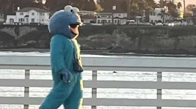 Police have warned locals not to engage a man walking around dressed as the Cookie Monster who has been terrorising a seaside area in California.