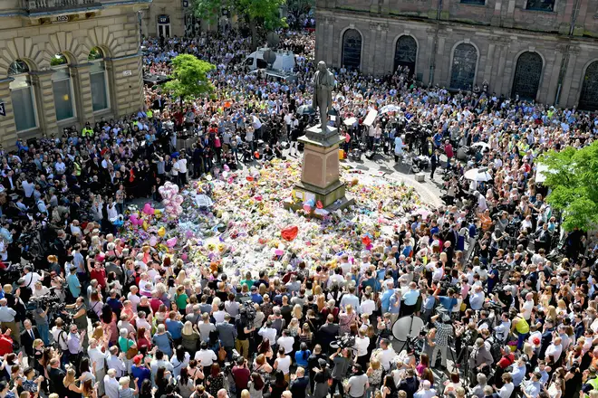 A memorial to the people who died in the Manchester terror attack