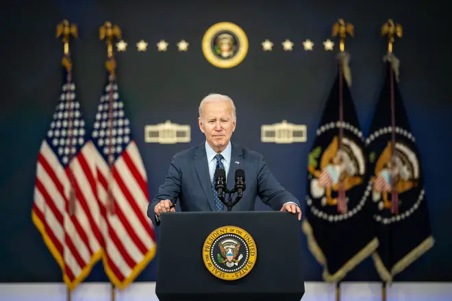 President Joe Biden speaks about the United States response to the high-altitude Chinese spy balloon and three other unidentified objects that were recently shot down