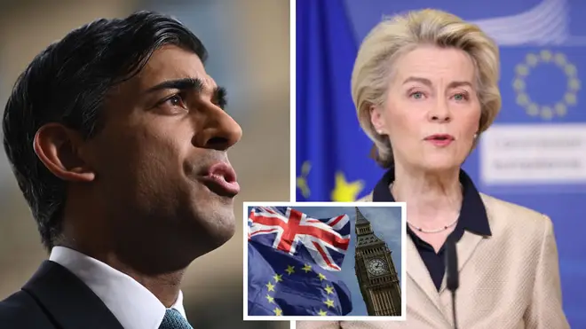 Prime Minister Rishi Sunak (L) has said the UK government was "giving it everything" to secure a deal over the Northern Ireland Protocol.