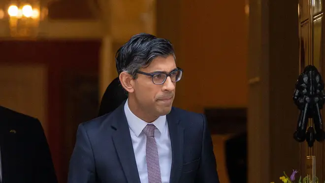 Rishi Sunak is pictured leaving No 10 on Friday