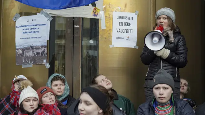 Greta Thunberg and other protesters