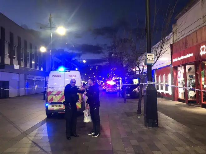 Police at the scene in Romford town centre