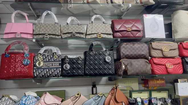 Counterfeit goods are sold inside the stores