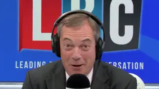 Nigel Farage can't help but laugh.