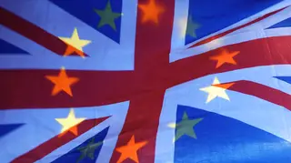 The Union Jack mixed with the EU flag