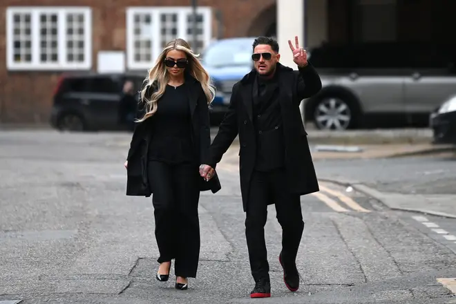 Stephen Bear arriving for sentencing with current girlfriend Jessica Smith