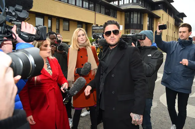 Stephen Bear speaking to reporters outside the court