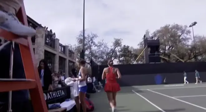 Ms Kostyuk jogged past her opponent without shaking hands